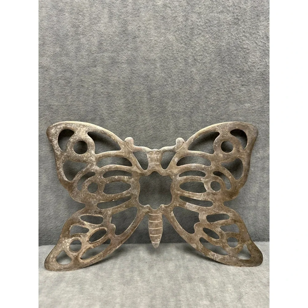 VTG F.B. Rogers Italy Butterfly Trivet Zinc‎ Metal Silver Tone Openwork Kitchen
